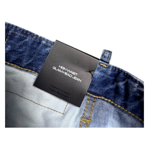 DSQUARED 2 (NWT) High Waist Glam Head Tie Dye Designer Skinny Denim Jeans Size 0 - Picture 4 of 7